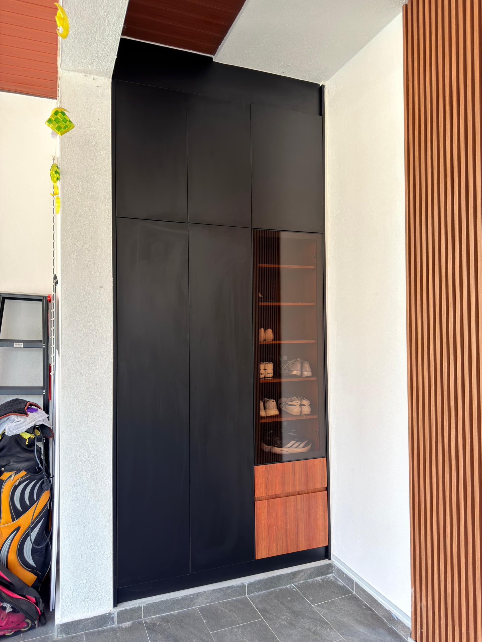 Cendana - Shoe Cabinet with Display Shelving, Built-In Wardrobes, Puncak Alam completed project, photo 1